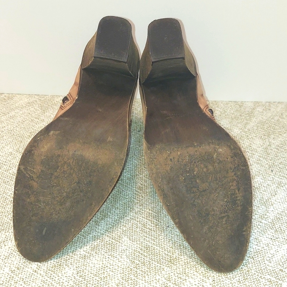 Women's Anthropologie Western Style Leather Suede Ankle Boots Pointed Toe - Picture 6 of 11